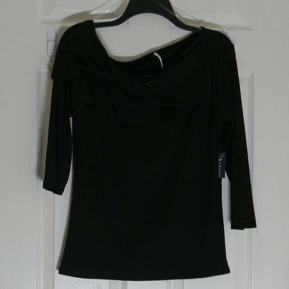 3rd + Malt Black Ribbed Rolled Neck 3/4 Sleeve Top Size L NWOT - Picture 1 of 5